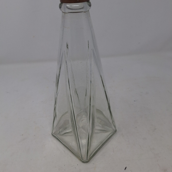 Vintage Schenley Triangular Clear Glass Whiskey Decanter Bottle With Cap Vase - Picture 3 of 12